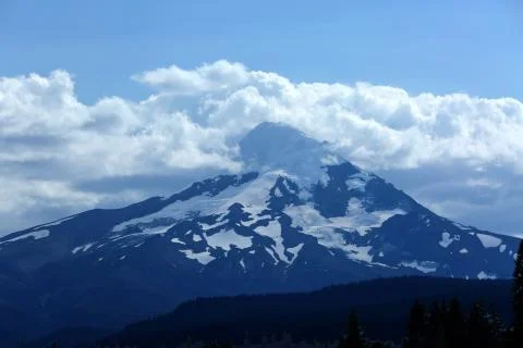 Mount Hood with cloud cover 스톡 사진