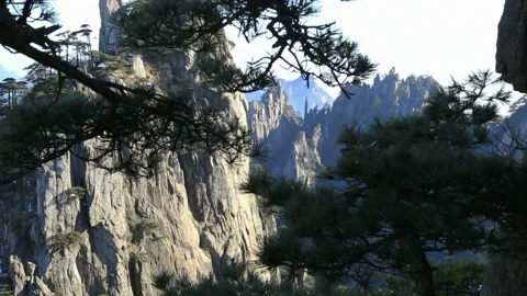 Mount Huangshan with a blue sky background. Stock Footage 125306526