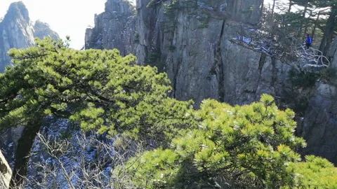 Mount Huangshan with a blue sky background. Stock Footage 125307308