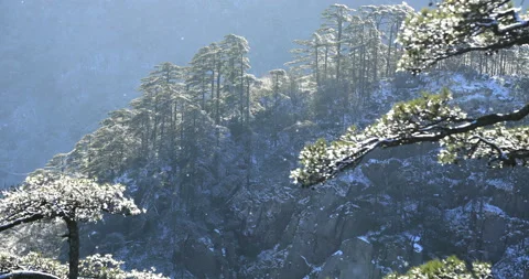 Mount Huangshan in snow Vídeo Stock 125318794
