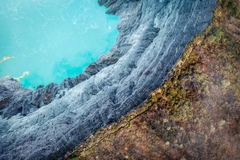 Mount Ijen Volcano on Java in Indonesia Stock Photos