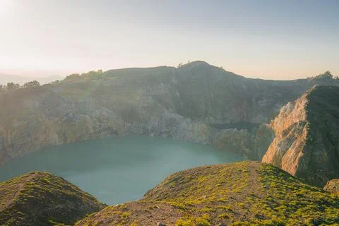 Mount Kelimutu is a volcano that has a lake crater after a large eruption. .. Stock Photos