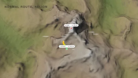 Mount kenya normal route nelion 3d terrain route map seamless loop Stock-Footage 341939459