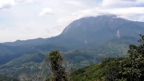 Mount Kinabalu time lapse with clouds against blue sky. Stock Footage 116861980