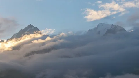 Mount Kinner Kailash and Mount Jorkanden Timelapse Video stock 106233749
