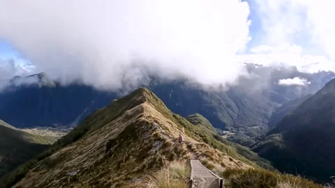 Mount Luxmore on the Kepler Track with Mountain Ridge views across the Sout.. Stock Footage 295243027