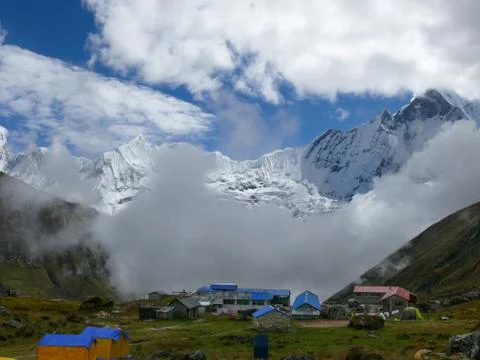 Mount Machapuchare, Fishtail mountain Stock-Fotos