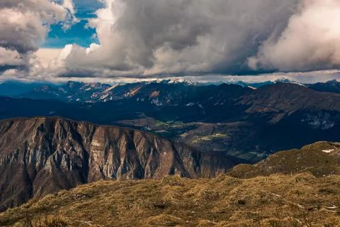 Mount Matajur in a cloudy spring day Stock Photos