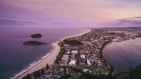 Mount Maunganui Sunset Stockbeeldmateriaal 96574997