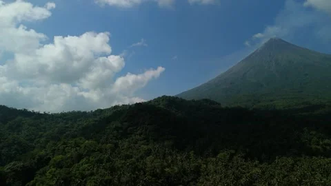 Mount Mayon rise above thick green forests. Vídeos de archivo 333992059