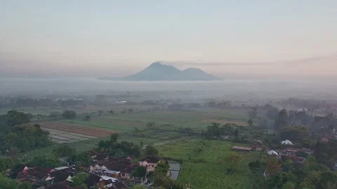 Mount Merapi and Merbabu Taken From Klaten City at Morning Stock Footage 205435328