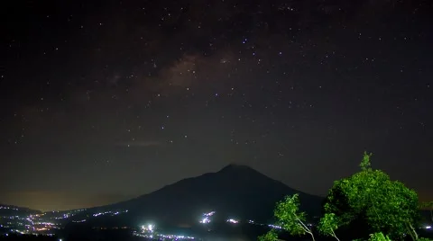 Mount Merapi and Milkyway night timelapse Video stock 51414752