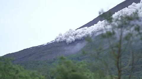 Mount Merapi Eruption Site with Scenic Background Stock-Footage 332532451