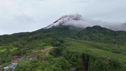 Mount Merapi Eruption Site with Scenic Background Stock Footage 332533331