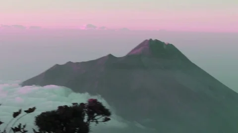 Mount Merapi that looks beautiful and manly Stock Footage 121845275