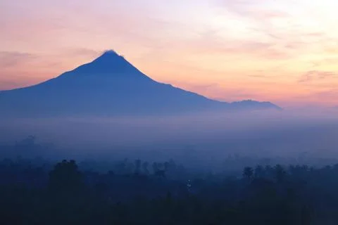Mount merapi volcano indonesia Stock Photos