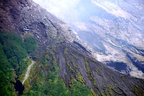  Mount Merapi volcano peak on java island with landscape Foto stock