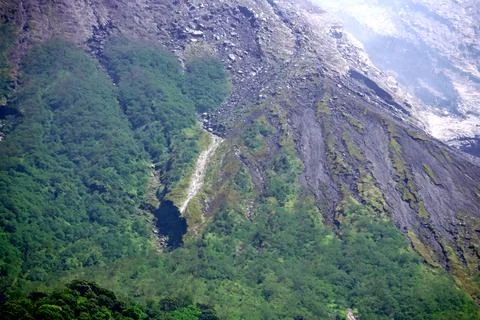  Mount Merapi volcano peak on java island with landscape Stock Photos