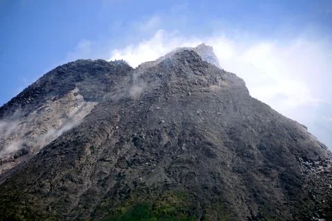  Mount Merapi volcano peak on java island with landscape Photos