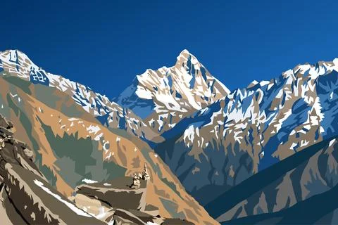 Mount Nanda Devi, Indian Himalaya mountain Stock Illustration