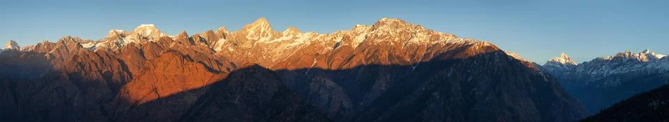 Mount Nanda Devi sunset view India himalaya mountain Stock Photos