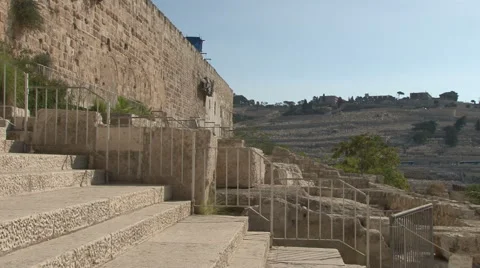Mount of Olives aka Mount Olivet cemetery from Jerusalem Old City Walls 스톡 동영상 49673521