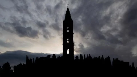 Mount of Olives in Jerusalem at Sunrise, Time Lapse with Fast Clouds, Jerusalem Stock Footage 281942085