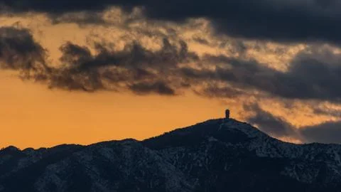 Mount Olympos during sunset Stock Photos