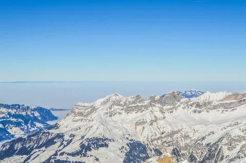 Mount or Mt Titlis in Swiss Switzerland near Engelberg Stock Photos