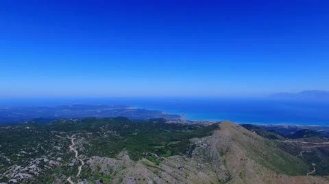 Mount Pantokrator Corfu top summit Greece aerial 4k video. Mountain peak Stock Footage 66582570