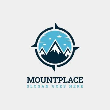 Mount Place Logo, Wild, Compass icon Logo Stock Illustration