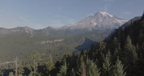 Mount Rainier Overlooking Forested Valley Stock Footage 294741804