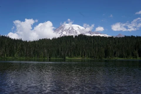 Mount Rainier Reflection Lake Timelapse Stock Footage 93410722