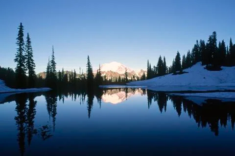 Mount Rainier Reflection Washington State  Stock Photos