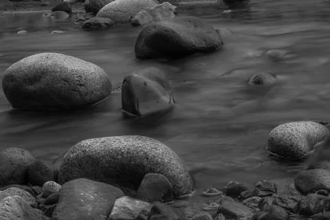 Mount Rainier River over Rocks Foto stock
