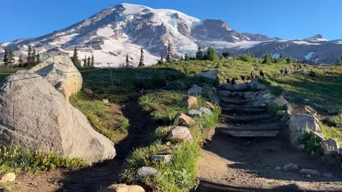Mount Rainier Skyline Trail Hiking POV Stock-Footage 345681280