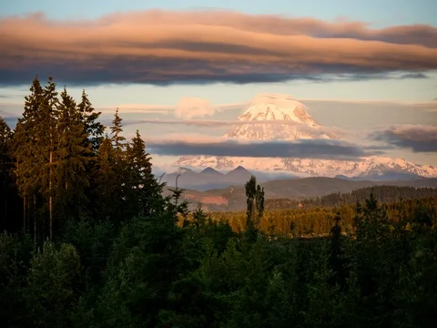 Mount Rainier Sunset Time Lapse Stock Footage 74769869