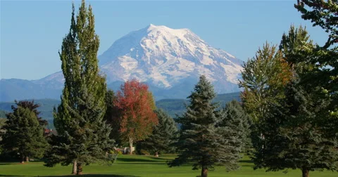 Mount Rainier view at midday Stock Footage 57366650