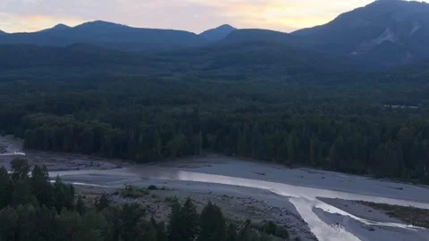 Mount Rainier Washington Cowlitz River Valley Sunset Video stock 343809048