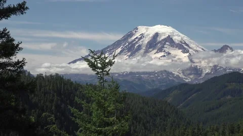 Mount Rainier, Washington from the east Stock Footage
