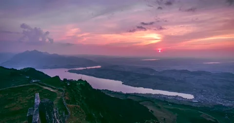 Mount Rigi Sunset Timelapse 4K Stock Footage 235547522
