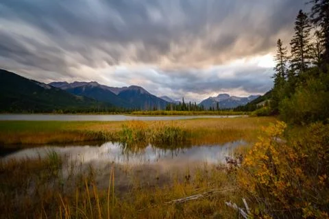 Mount Rundle in sunset light Banff National Park 스톡 사진