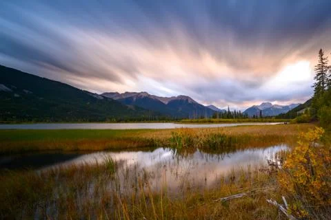 Mount Rundle in sunset light Banff National Park 스톡 사진
