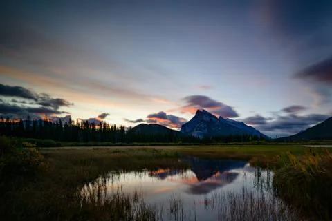 Mount Rundle in sunset light Banff National Park Foto stock
