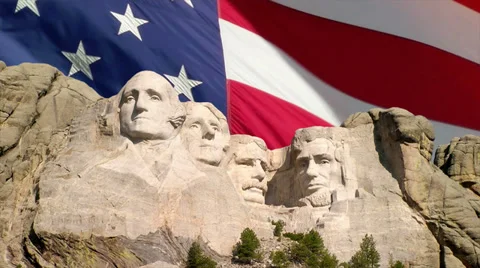Mount Rushmore and American Flag Video stock 30432033