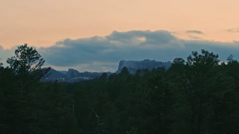 Mount Rushmore at blue hour before light show Stock Footage 247943719