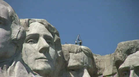 Mount Rushmore close up men Roosevelt's head Stock Footage