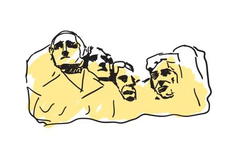 Mount Rushmore hand drawn icon Illustrazione stock