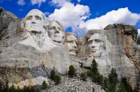Mount Rushmore landmark with four presidents in South Dakota Stock Photos