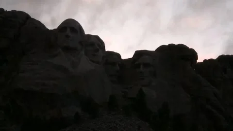 Mount Rushmore Monument at Dusk with Cloudy Sky Stock Footage 327293285